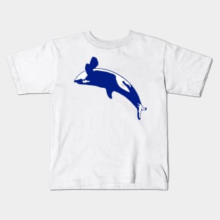 Blue orca jumping backwards Kids T-Shirt